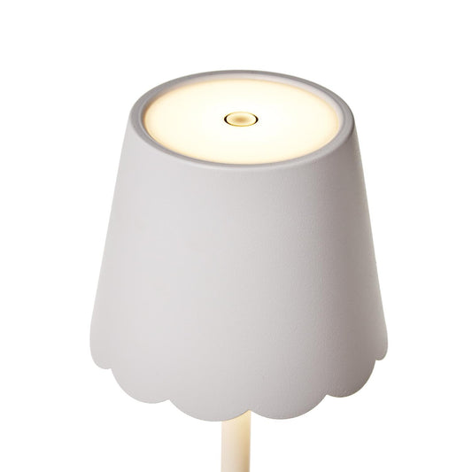 White LED Cordless Table Lamp with Scalloped Edge Shade (PRESALE)