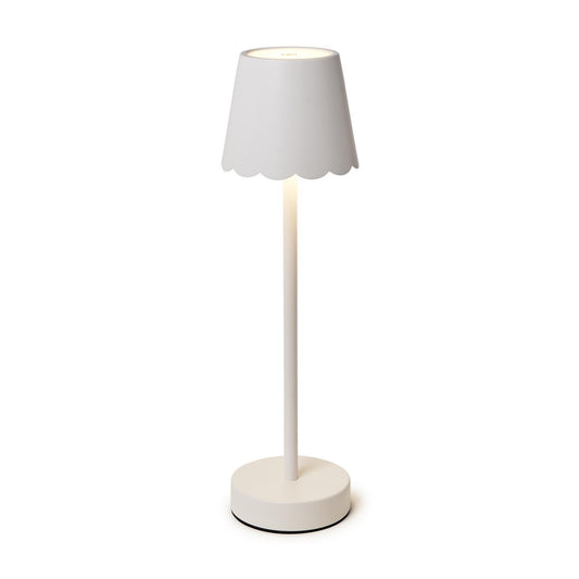 White LED Cordless Table Lamp with Scalloped Edge Shade (PRESALE)