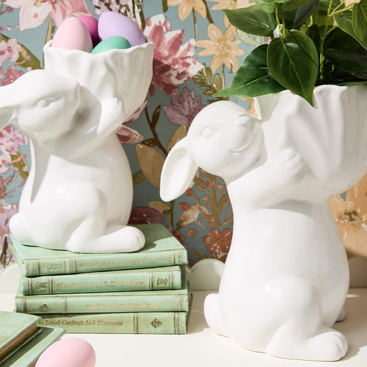 Set of 2 Easter Bunny Cachepots /Planter Decor Includes 2 Sizes (PRESALE)