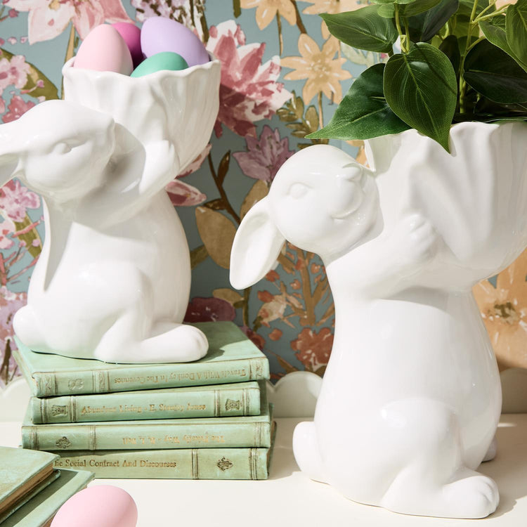 Set of 2 Easter Bunny Cachepots /Planter Decor Includes 2 Sizes (PRESALE)