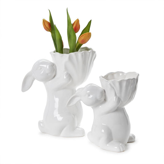 Set of 2 Easter Bunny Cachepots /Planter Decor Includes 2 Sizes (PRESALE)