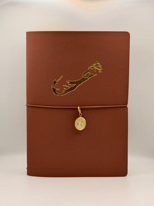 Cedar Bermuda Reusable Journal — Gold Bermuda Map Edition