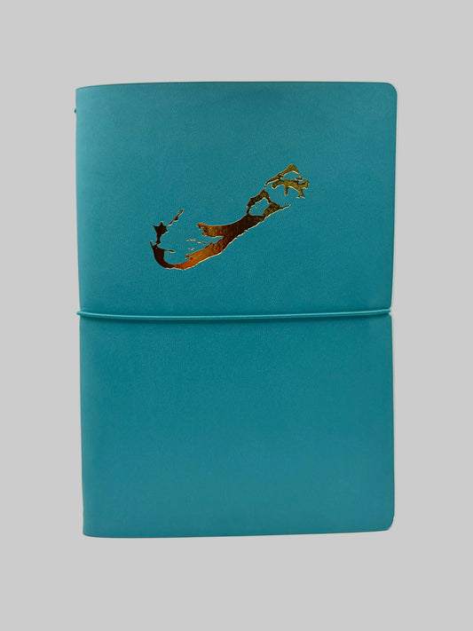 Turquoise Tides Reusable Bermuda Journal - Gold Foil Map