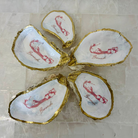 Bermuda Oyster Shell Trinket Dish -Script Bermuda