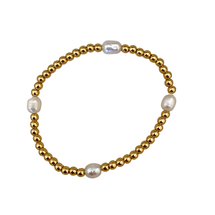 Stacking Bracelet - gold beads with water pearls